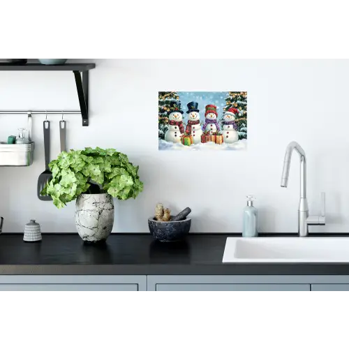 Vrolijk -  Sneeuw - Kleurrijk Muursticker klein -keuken