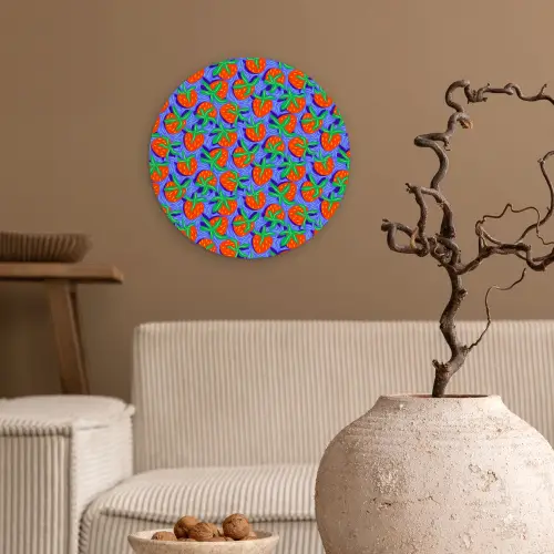 Aardbei - Rood - Zaadjes Wandcirkel plexiglas klein 852 -sfeer1