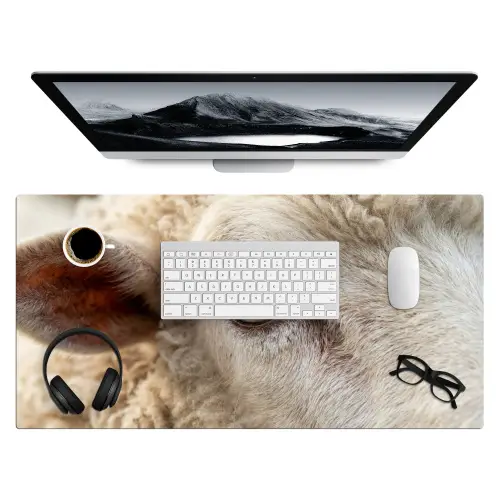 Schaap - Oog - Wit Muismat XXL klein -3d