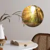 Bos - Herfst - Zon - Landschap - Natuur - Bomen - Bladeren Wandcirkel behangsticker klein -sfeer3
