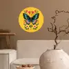 Bloemen - Kleurrijk - Vlinder - Sierlijk Wandcirkel behangsticker klein -sfeer1