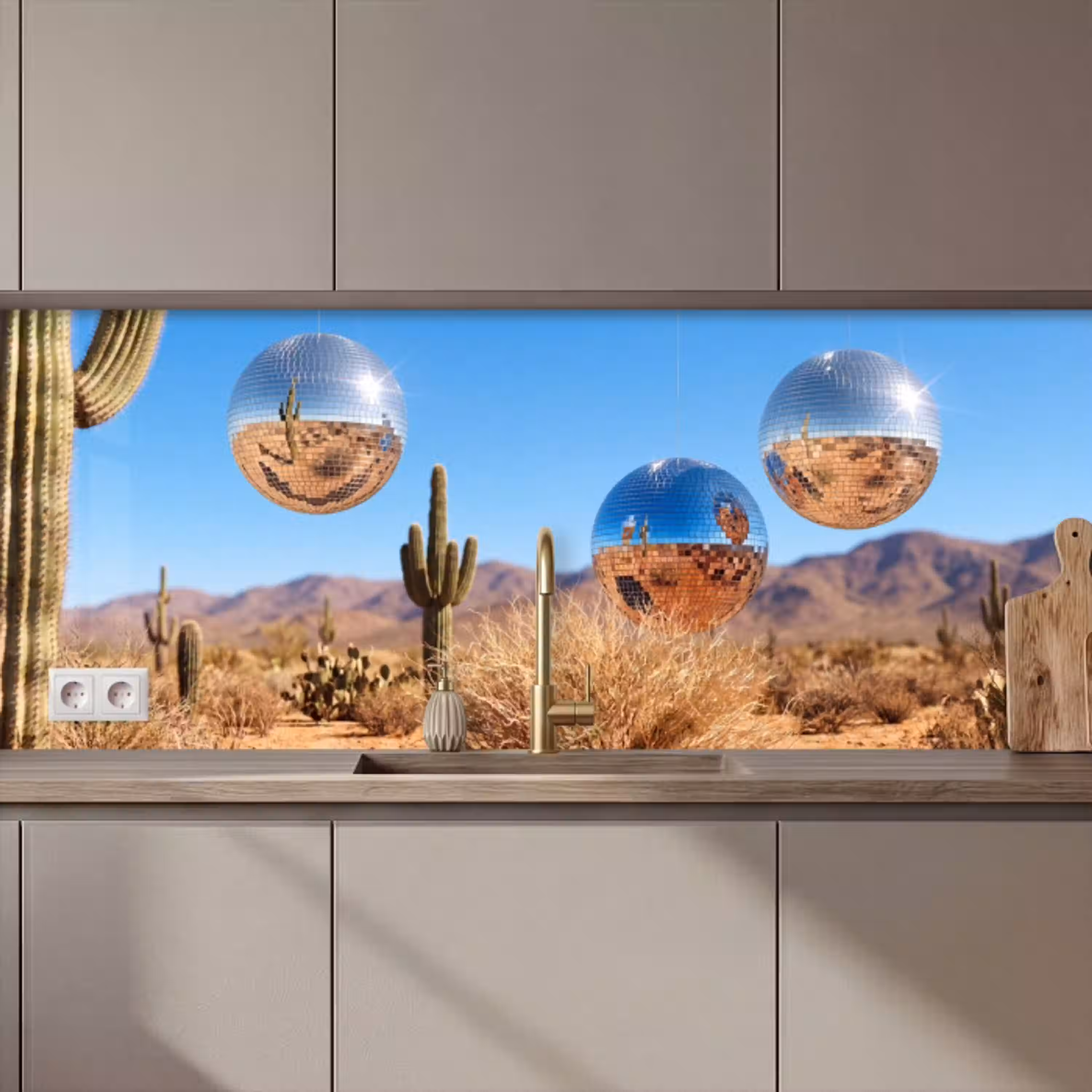Woestijn - Spiegelbal - Kunst keuken achterwand 2 middel zz_3dshopping