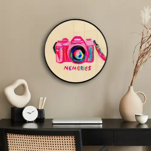 Camera - Memories - Roze - Geschilderd Fotolijst rond zonder passe partout klein -sfeer1