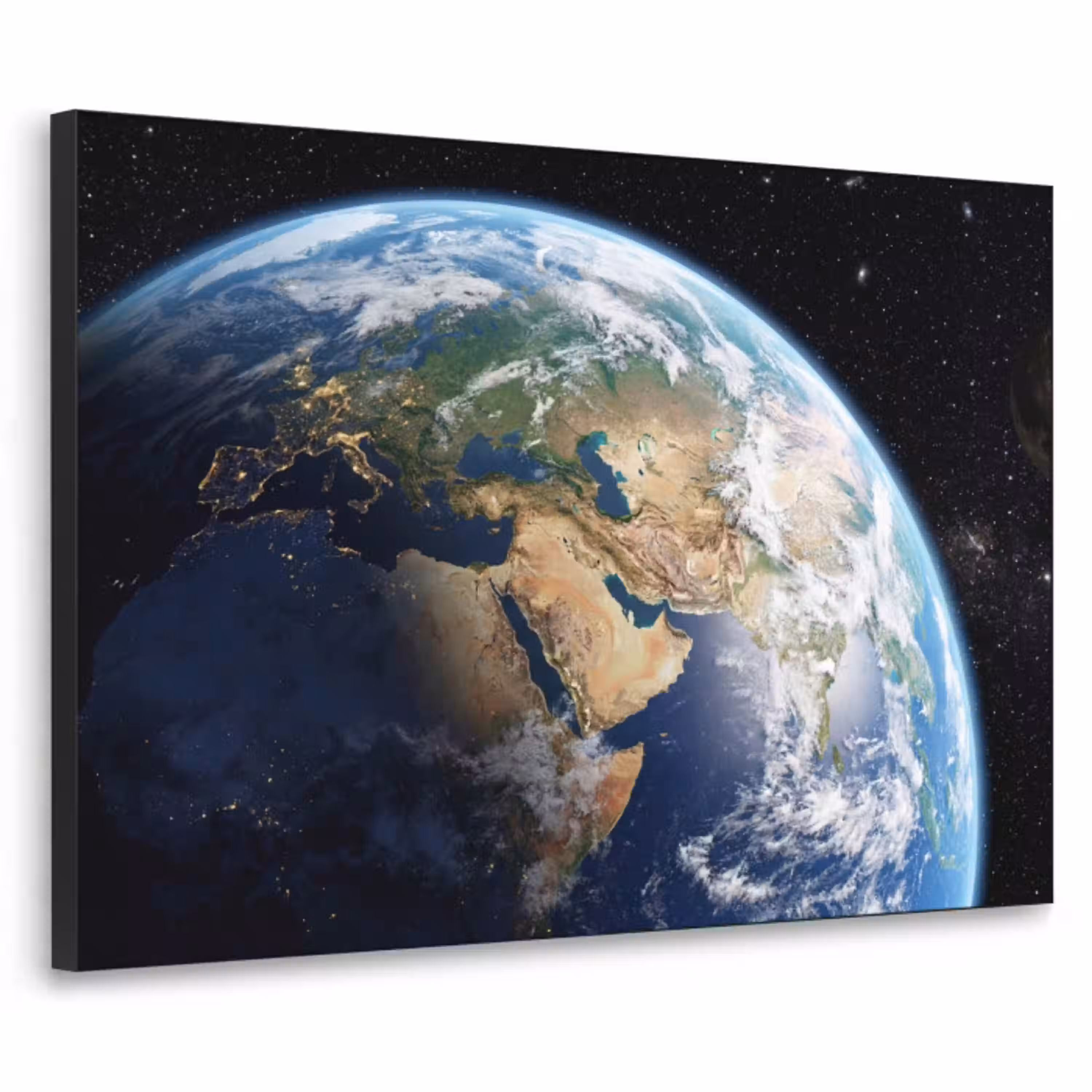 Aarde - Ruimte - Blauw - Groen Textielframe zwart klein -3d