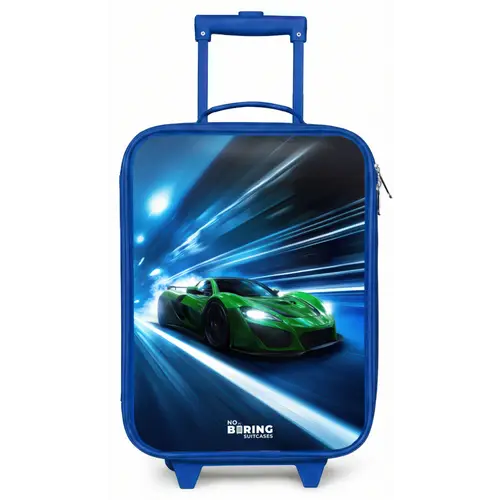 Groene supercar flitst door neonlicht Kinderkoffer - Blauw klein -zz3dotto
