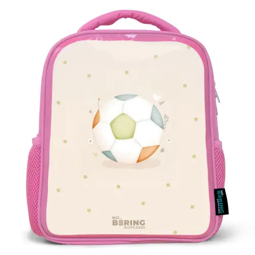 Voetbal in beige pastel kleuren Kinderrugzak - Roze middel -3d