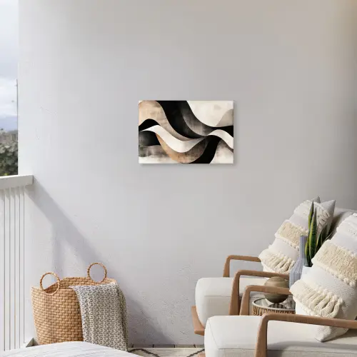 Abstract - Golven - Zwart - Verweerd Tuinposter op houten frame 2 cm dik klein -sfeer1