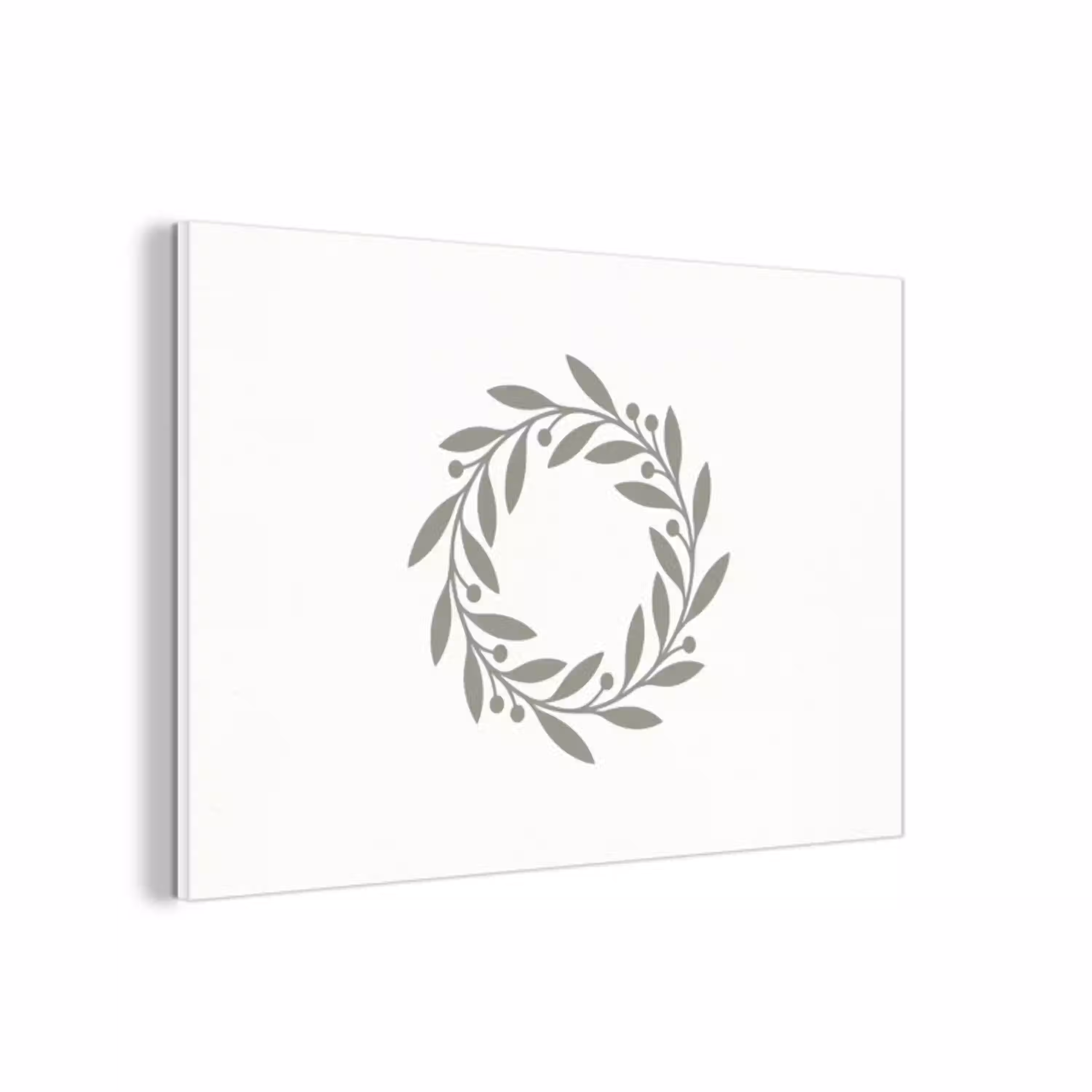 Krans - Bladeren - Natuur - Minimalistisch - Grijs forex 5mm xxl -3d