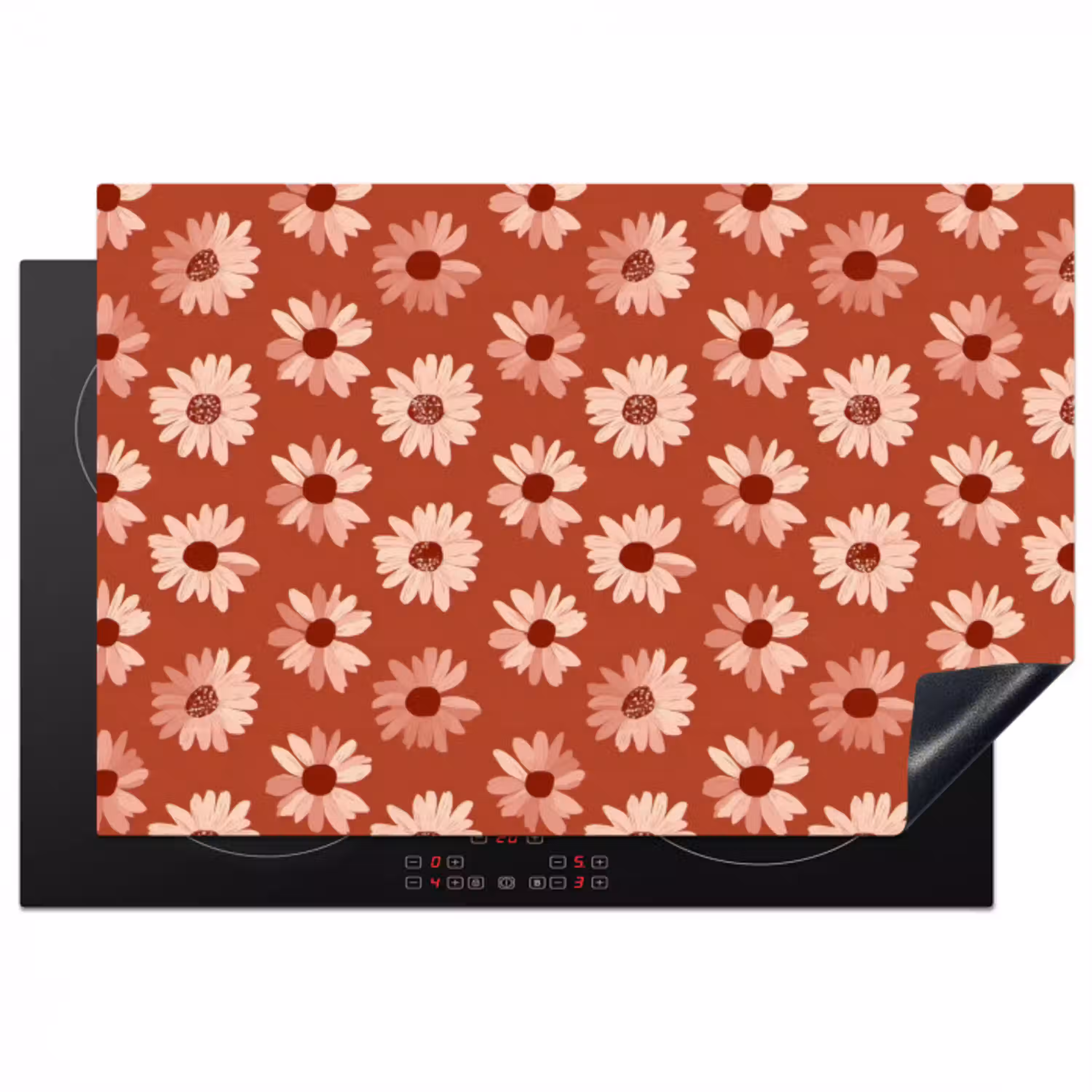 Madelief - Retro - Terracotta Inductie beschermer vinyl 3mm klein 276 -3d