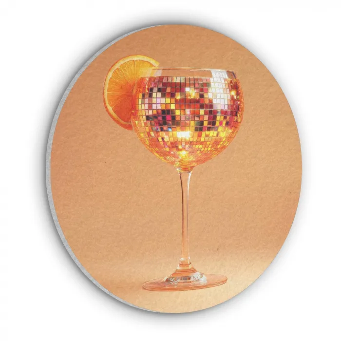 Drank - Oranje - Glitter - Disco Akoestische PET Vilt - Rond klein -3d