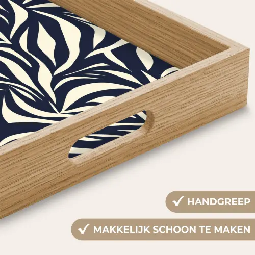 Bladvormen - Blauw - Patroon - Wit Dienblad Rechthoek middel 911 -USP_HandgreepNL