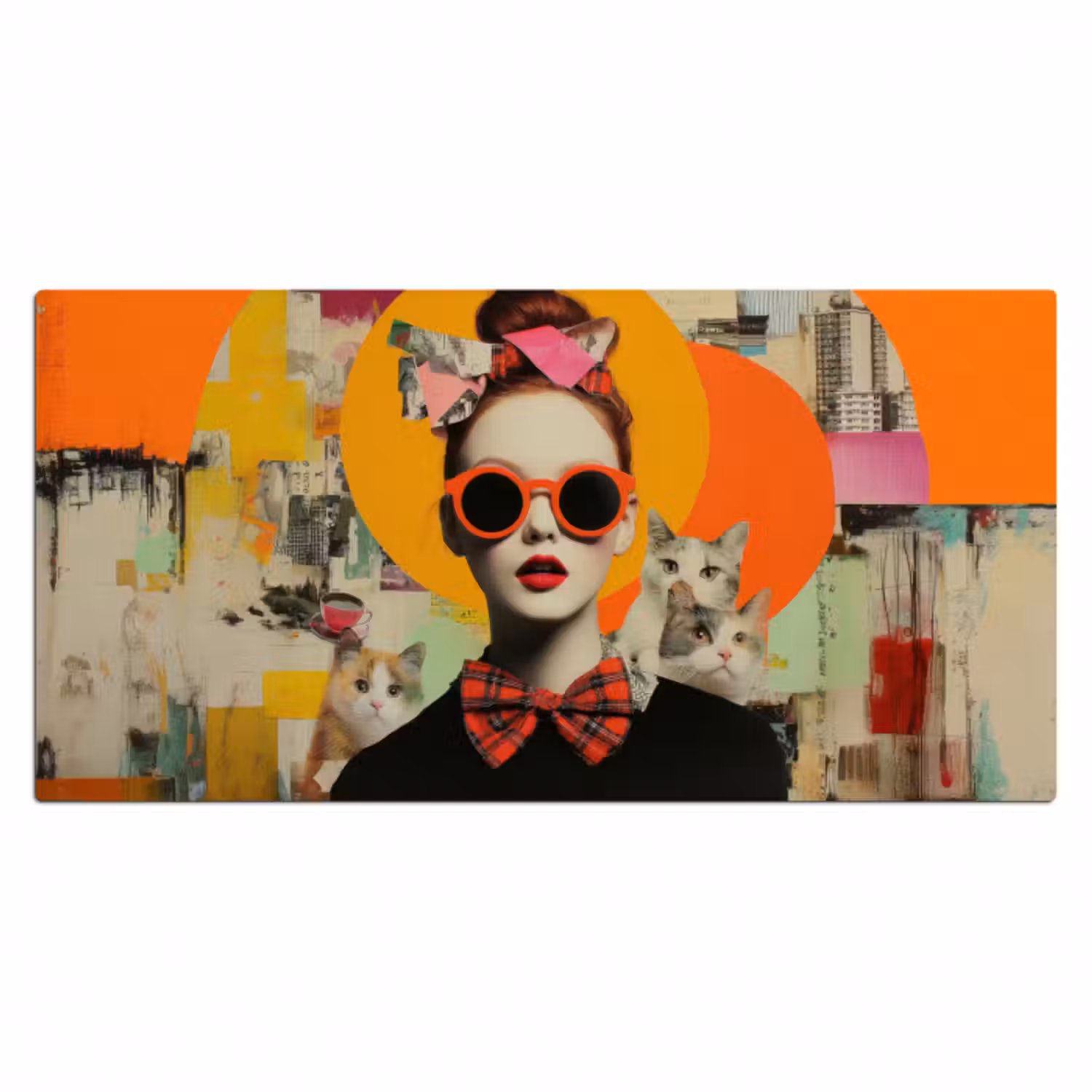 Schreibtischunterlage - Frau - Brille - Fliege - Retro