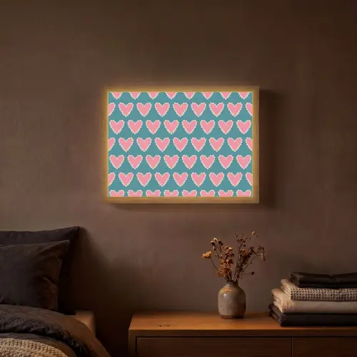 Retro - Hartjes - Patroon Light Box met batterij (Wandlamp) middel 907 -sfeer4