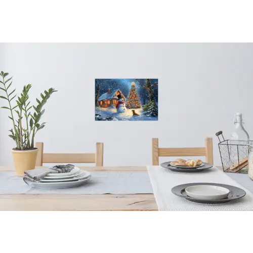 Kerstwonder - Winteravond - Kleurrijk Muursticker klein -eettafel