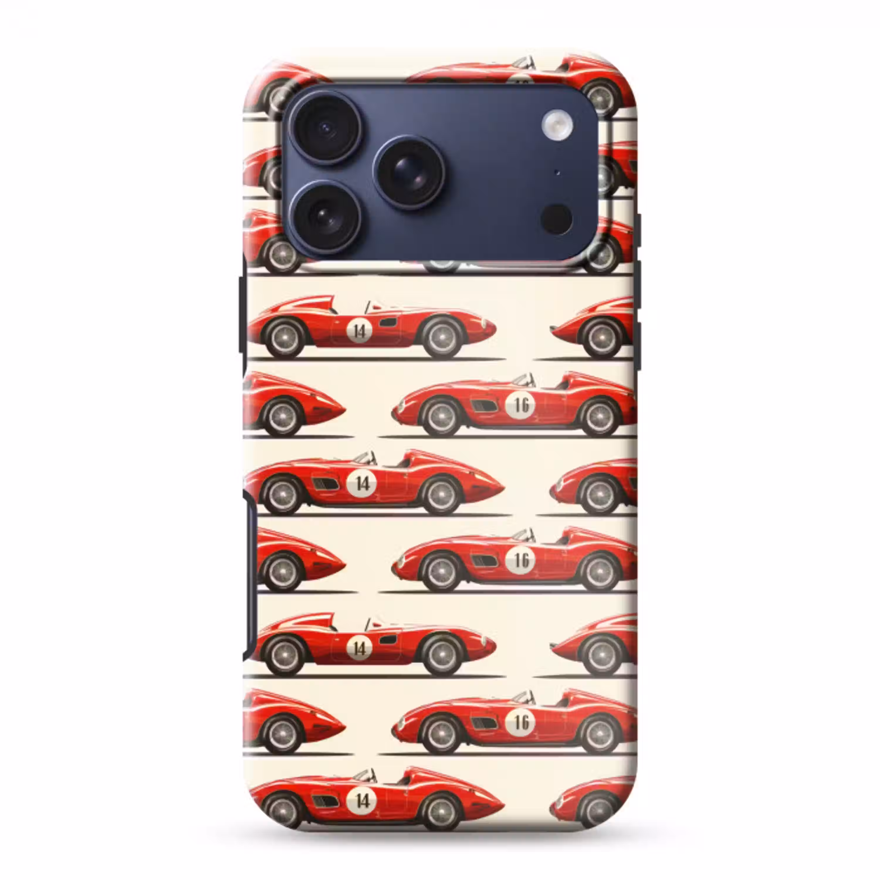 Raceauto - Retro - Rood Toughcase MagSafe Apple iPhone 17 Pro Max klein 1019 -3d