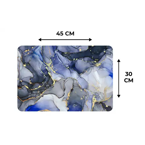 Marmer - Goud - Abstract - Blauw Placemat vinyl groot -specs