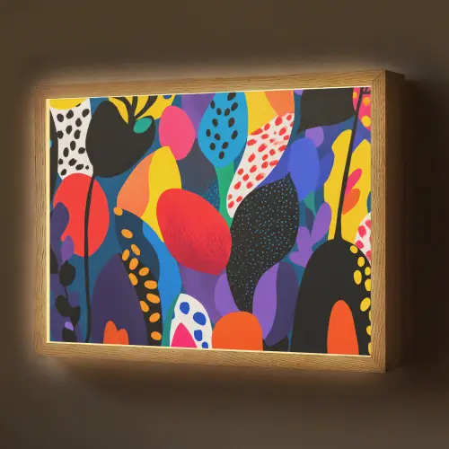 Bloemen - Bladeren - Abstract - Rood Light Box met batterij (Wandlamp) middel -z3d_website