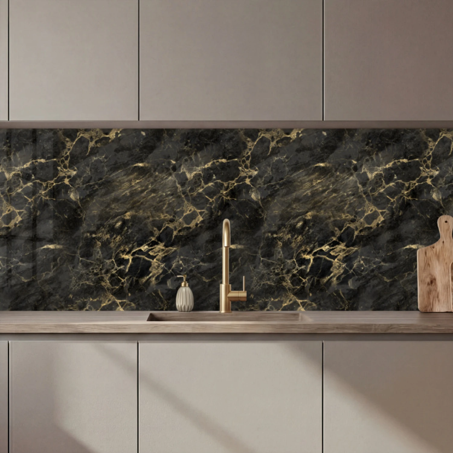 Zwart - Marmer - Goud - Nerf keuken achterwand 2 middel 871 zz_3dshopping