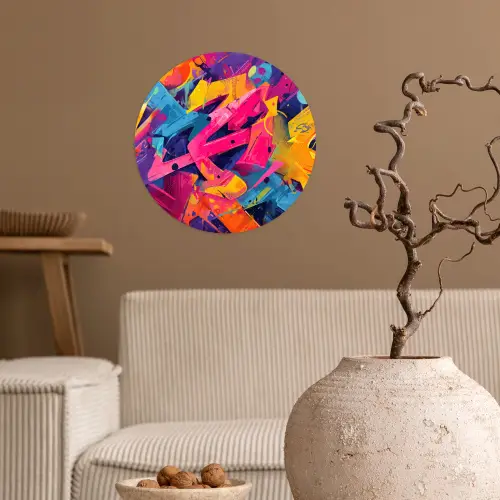 Abstract - Vormen - Kleurrijk Wandcirkel behangsticker klein -sfeer1