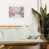 Kerstdorp - Roze - Winter - Sneeuw - Huizen tuinposter los doek klein -sfeer7