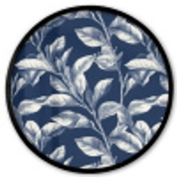 Botanisch - Patroon - Blauw Fotolijst rond zonder passe partout klein 856 -3d