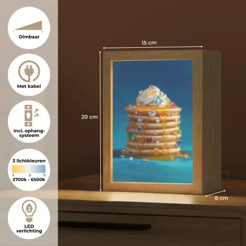 Pannenkoeken - Steentjes - Glitter - Slagroom Light Box met kabel (Tafellamp) klein -USP_NL