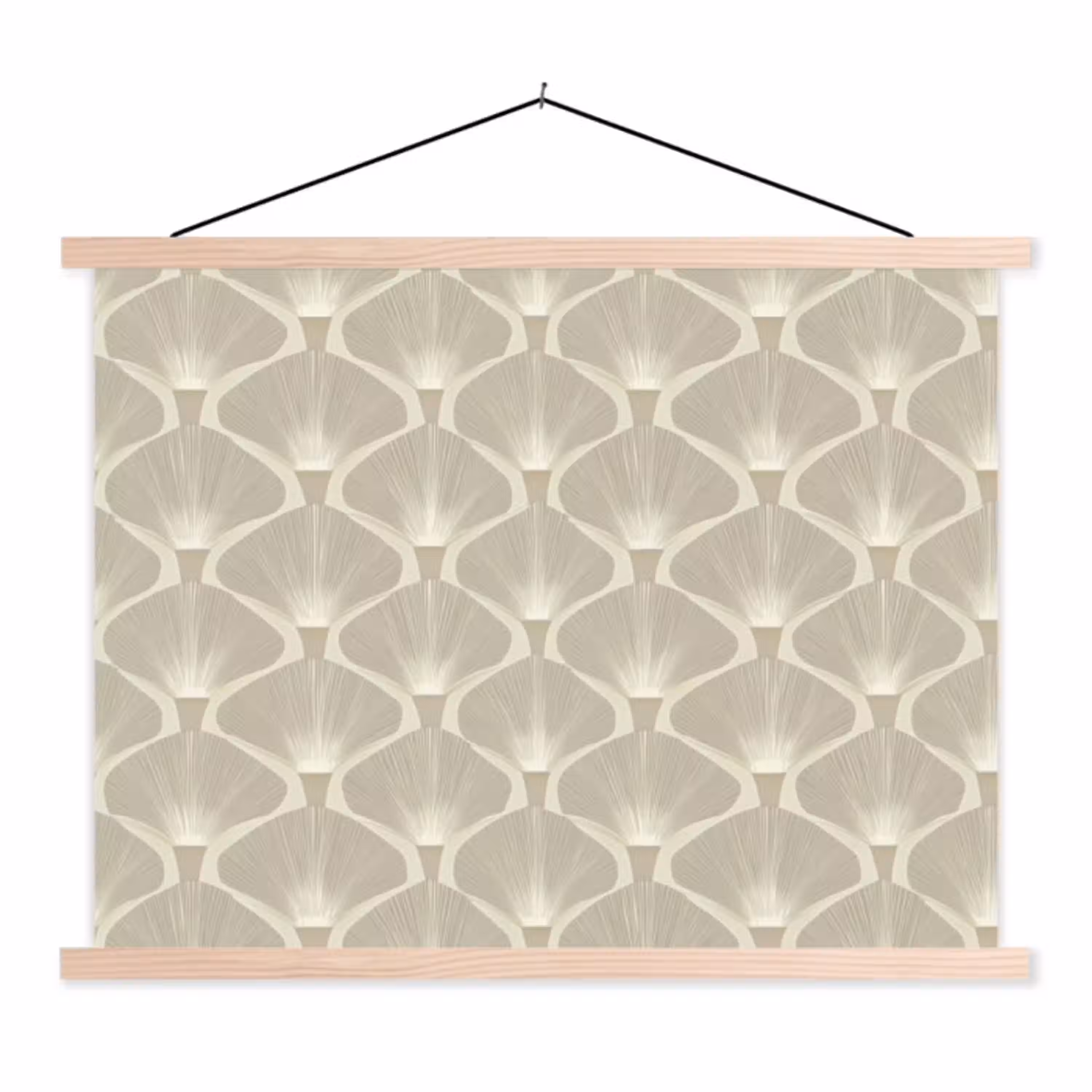 Paneel - Ginkgo - Zand textielposter latten blank klein 122 -3d