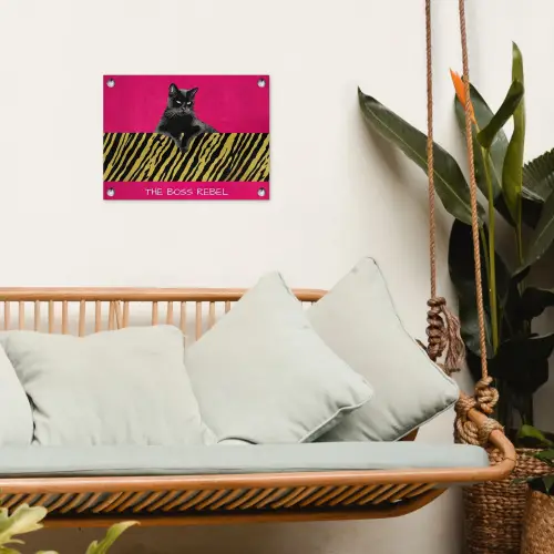 Kat - Baas - Roze - Tijgerprint tuinposter los doek klein -sfeer7