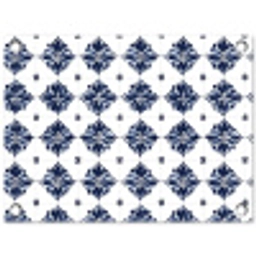 Tegelmotief - Blauw - Wit - Bloem tuinposter los doek klein 239 -3d