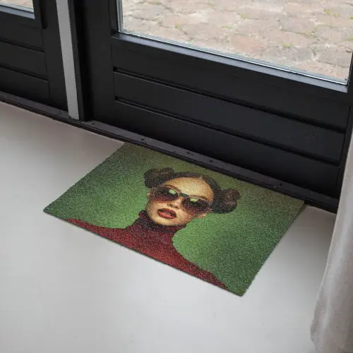 Vrouw - Groen - Bril - Aesthetic - Modern Deurmat klein -sfeer2