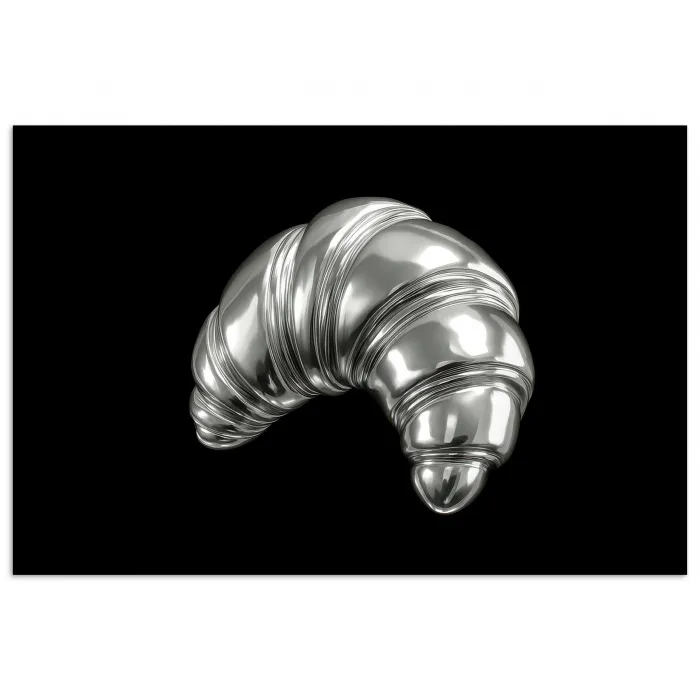 Croissant - Metaal - Zilver poster papier klein -3d