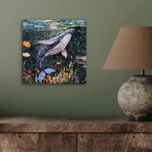Mozaïek - Walvis - Koraal - Water aluminium wit klein -sfeer2