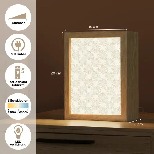Abstract - Motief - Beige Light Box met kabel (Tafellamp) klein 925 -USP_NL
