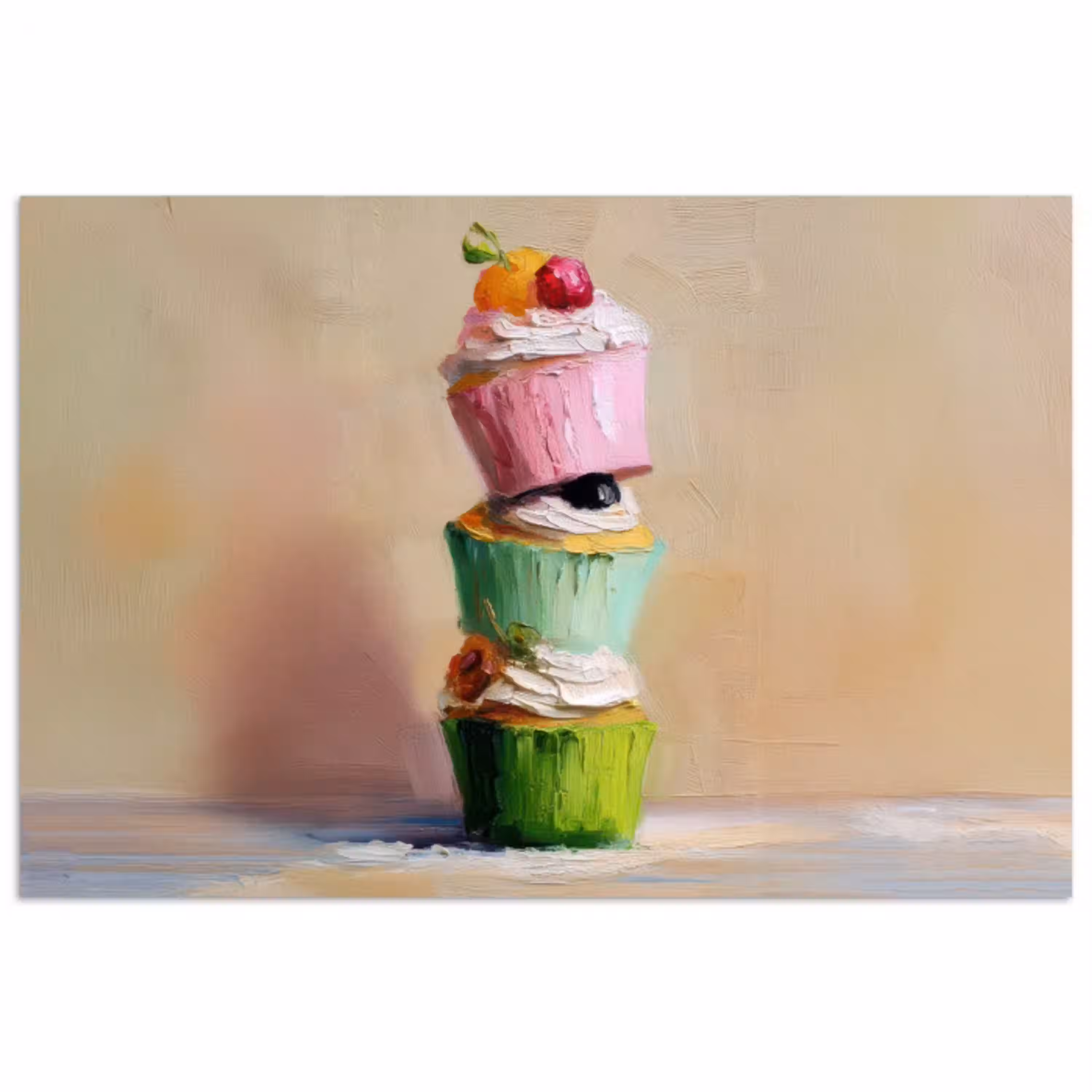 Cupcakes - Gestapeld - Kleurrijk - Fruit poster papier klein -3d