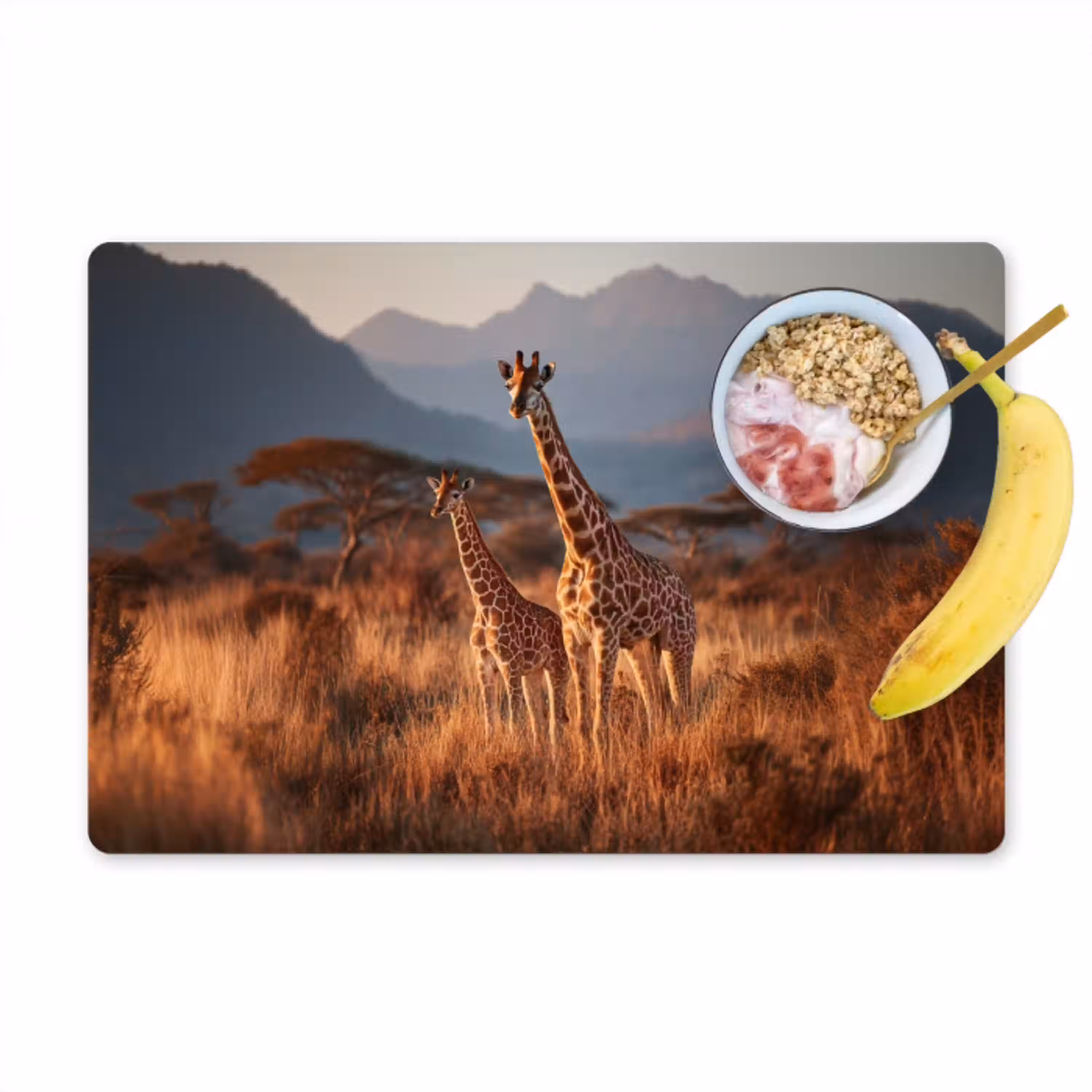 Giraffen - Hoog gras - Acaciabomen Placemat vinyl groot -zzzproduct_Kitchenyeah-website