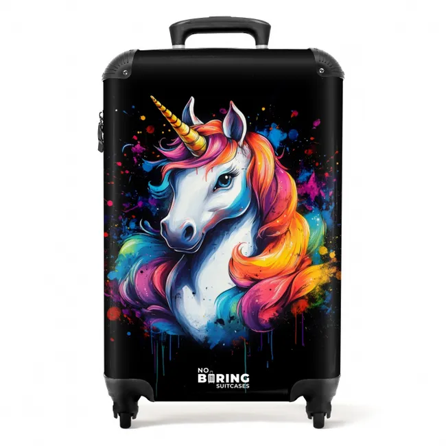 Eenhoorn met kleurrijke graffiti NBS - Handbagage koffer - Unisex middel -productfoto_recht