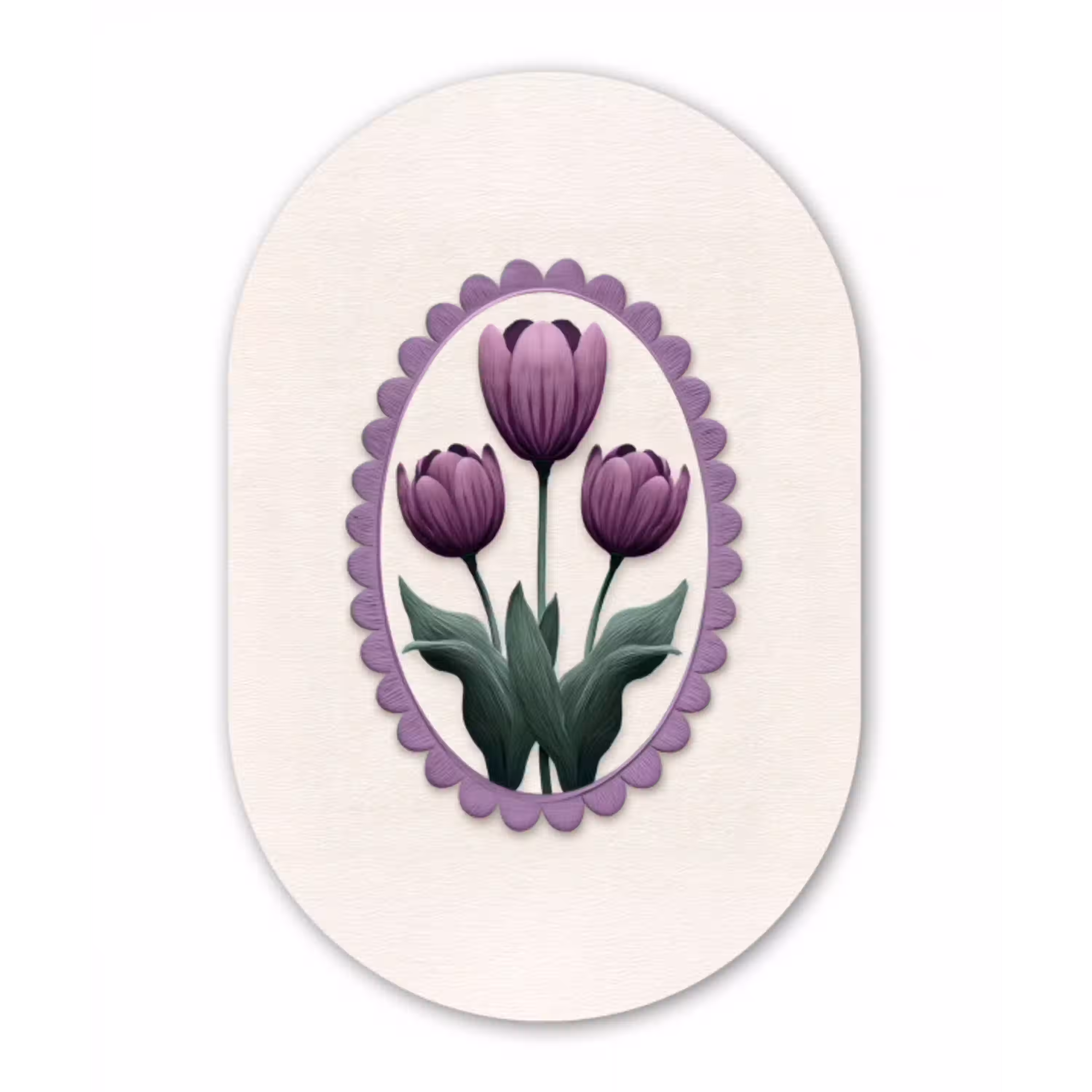 Tulpen - Paars - Lijst - Bladeren Wandcirkel Ovaal Glas middel -3d