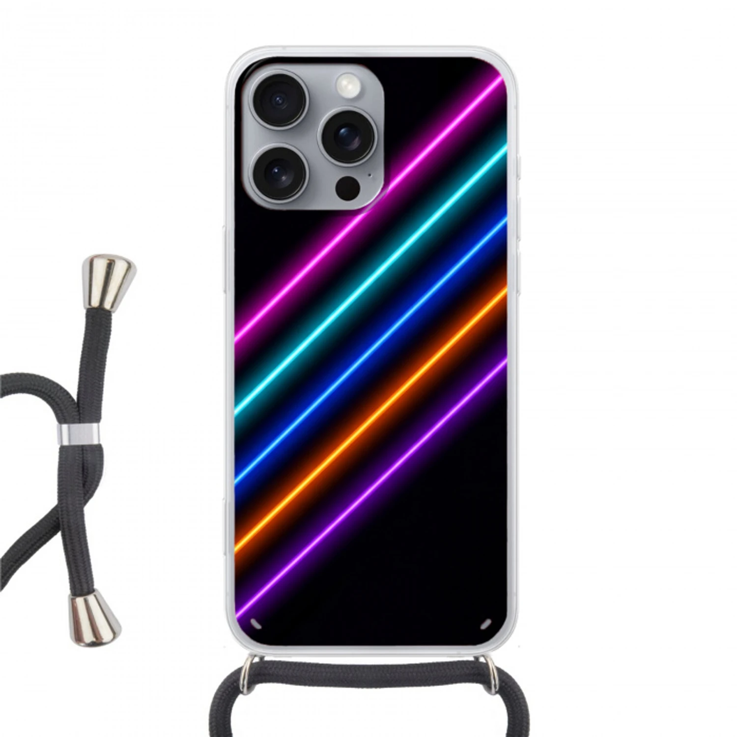 Esthetiek - Retro - Neon Hoesje iPhone 16 Pro Max met koord klein -3d