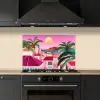 Stad - Roze - Palmbomen keuken achterwand spatscherm klein -sfeer1