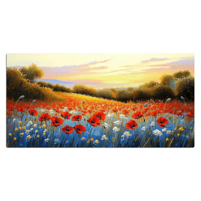 Klaproos - Bloemenveld - Kleurrijk Muismat XXL klein -3d_leeg