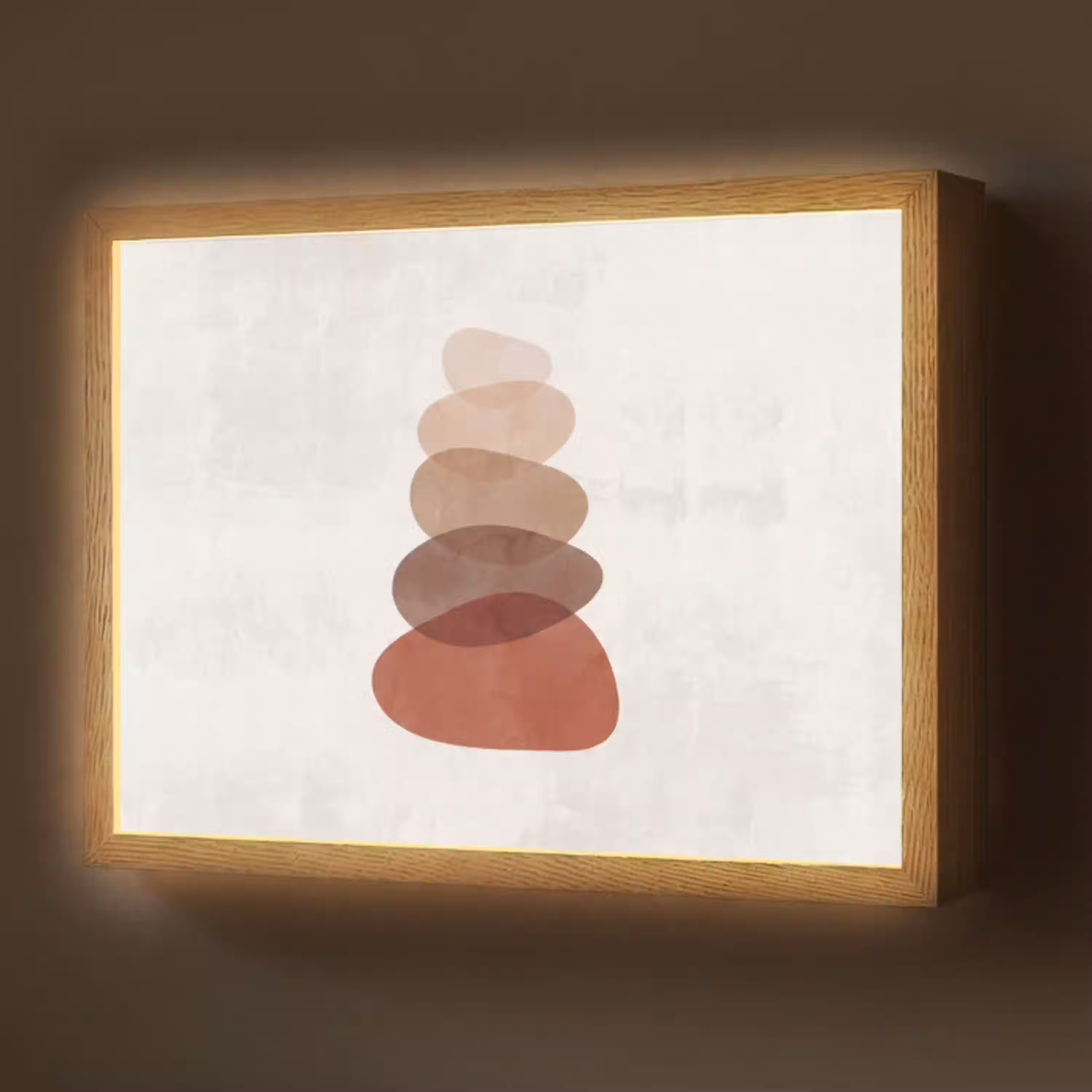Abstractie - Gestapeld - Balans - Modern - Aardetinten Light Box met batterij (Wandlamp) middel -z3d_website