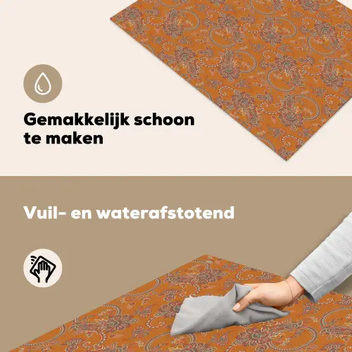 Oranje - Sierlijk - Bloemen Inductie beschemer met haakjes klein 777 -ky-schoon-nl