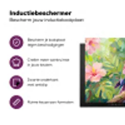 Papagaai - Hibiscusbloemen - Kleurrijk Inductie beschermer vinyl 3mm middel -zzzzzzz-cc-usp