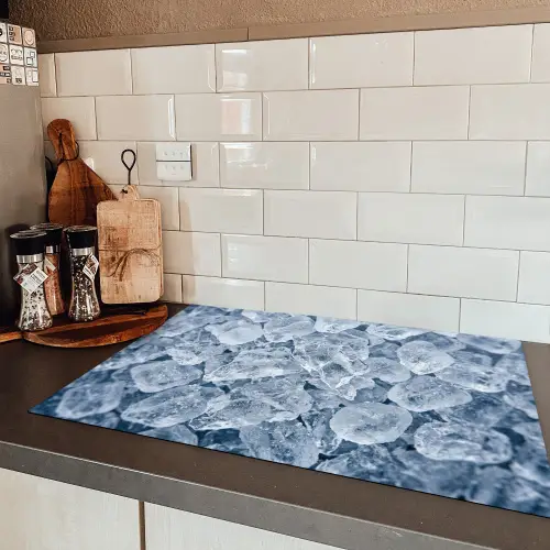 Ijsblokjes - Water - Blauw Inductie beschermer vinyl 3mm klein -sfeer3