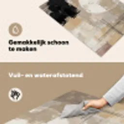 Abstract - Cirkel - Modern - Beige - Zwart - Minimalistisch Inductie beschemer met haakjes klein -ky-schoon-nl
