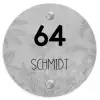 Grijs botanisch patroon - Modern Naambord Rond klein -3d