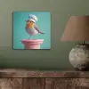 Roodborstje - Vogel - Koksmuts - Sokkel aluminium wit klein -sfeer2