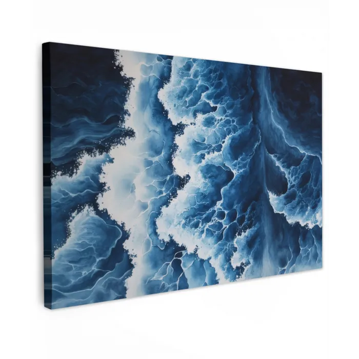 Golven - Blauw - Schuim Tuinposter op houten frame 2 cm dik klein -3d