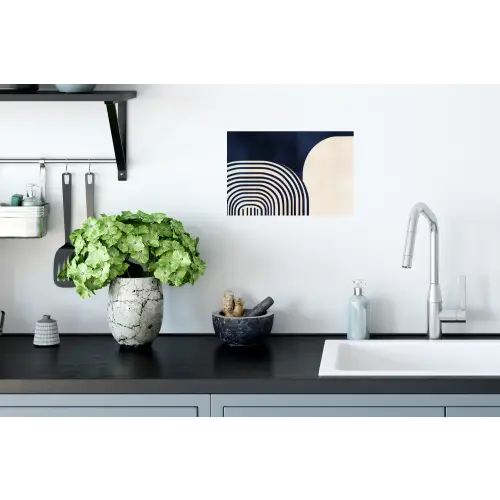 Donkerblauw - Abstract - Lijnen Muursticker klein -keuken