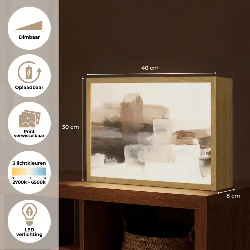 Penseelstreken - Abstract landschap - Rust Light Box met batterij (Wandlamp) middel -USP_websiteoverzichtNL